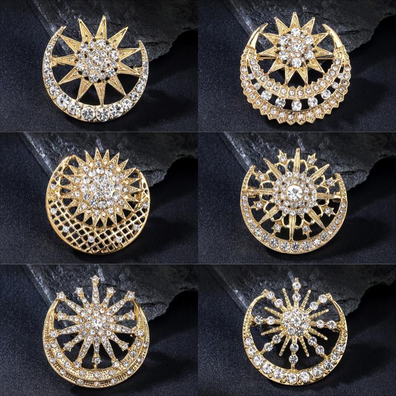 Muslimischer Stern Mond Brooch Universelle Legierung Brooch Trendige Und All-Match Kleidung Rucksack Schal Accessoires Broschen 1 Stück