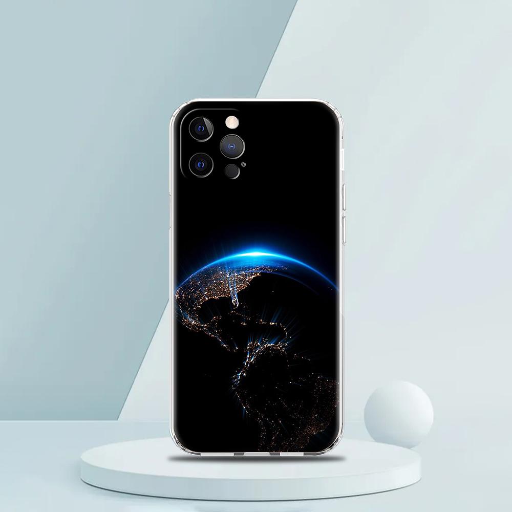 Earth Stars Space Luxury Phone Case For iPhone 16 15 14 13 12 11 Pro Max XS X XR SE 7 8 Plus Soft Silicone Clear Cover