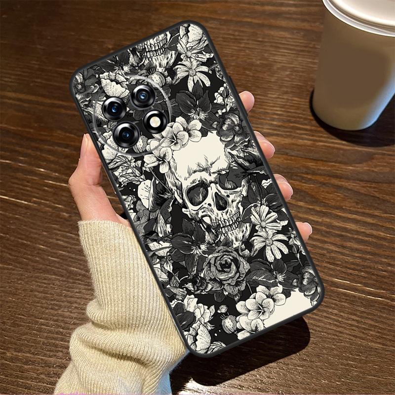 Gothic Floral Skull For OnePlus 15R 13 12 11 9 Pro 12R 13R 10T 13T Case For OnePlus Nord 5 CE 2 3 4 Lite N20 N30
