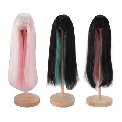 Long Straight Doll Wig Two Color DIY Doll Hair Wig High Temperature Fiber Doll Replacement Wig for 7