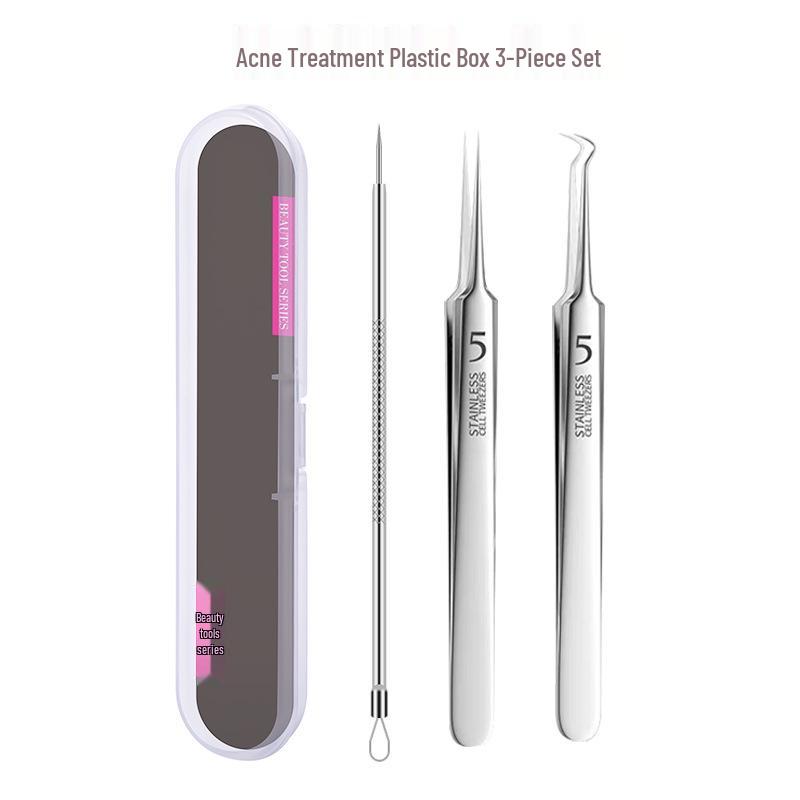 Precision Acne & Blackhead Removal Tweezers Set - Pimple Needle and Squeezing Tool