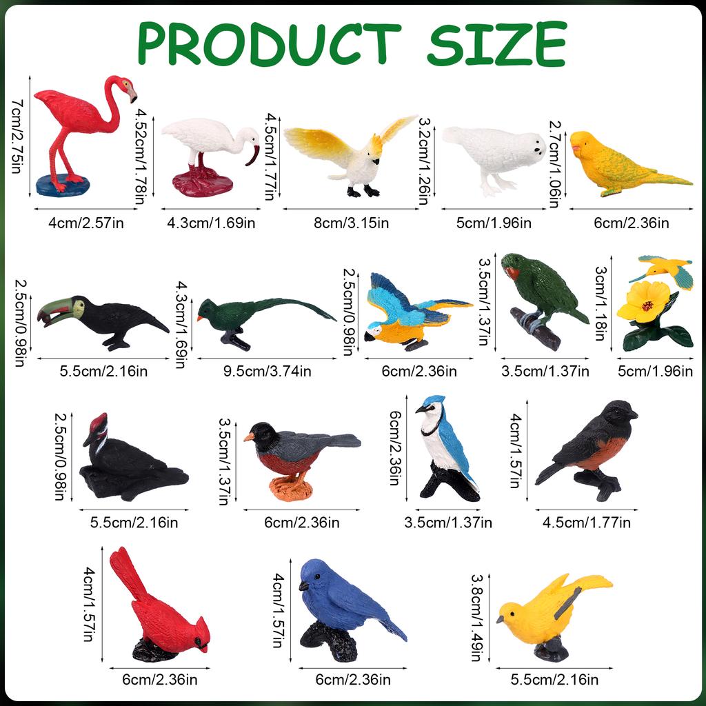 30 Pcs Realistic Bird Animals Figurines Mini Bird Figures Model Eagle Parrot Robin Owl Plastic Bird Figures Toys Fairy Garden Ac