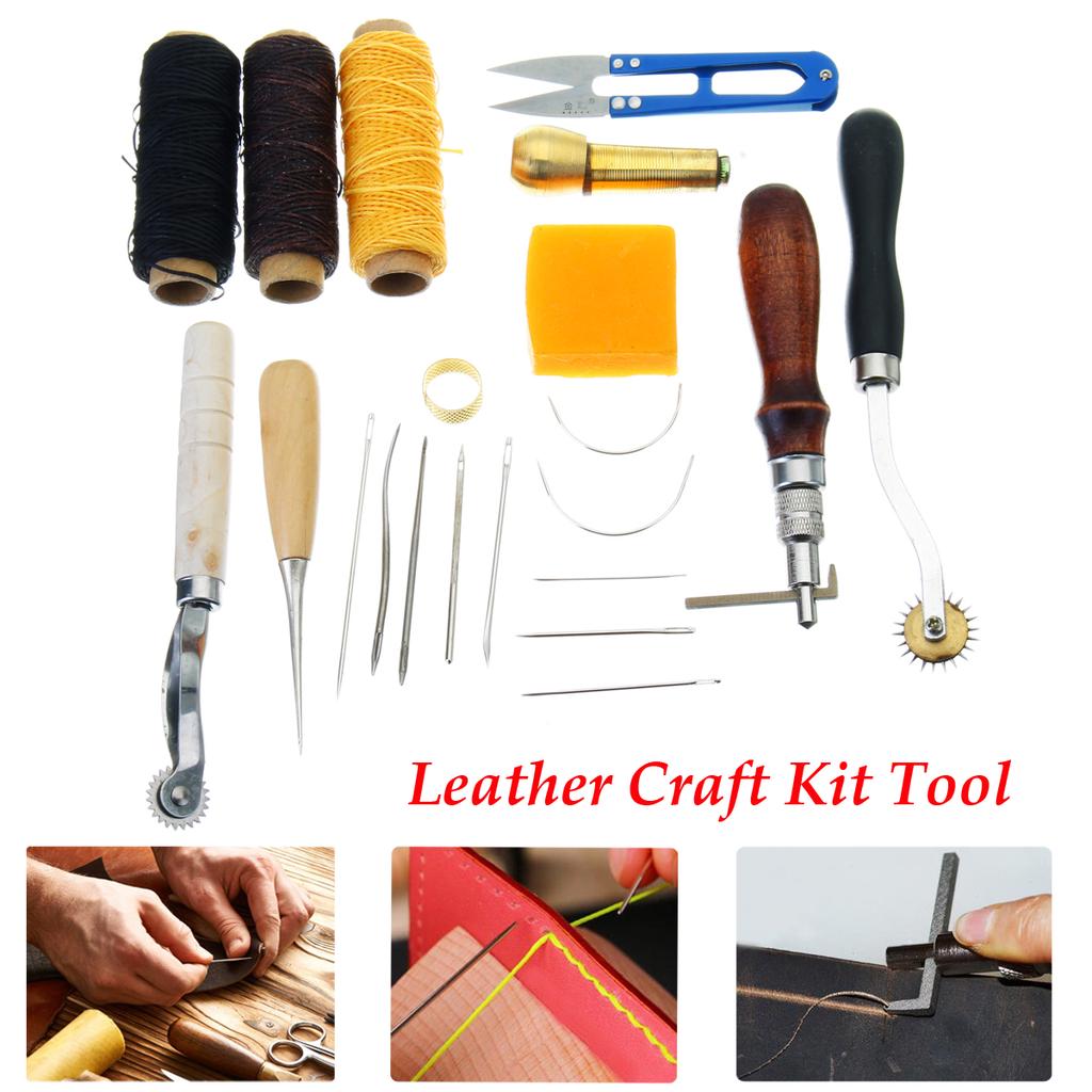 Buy 12pcs Leather Craft Sewing Tool Hand Stitching Set Needles Thread ...