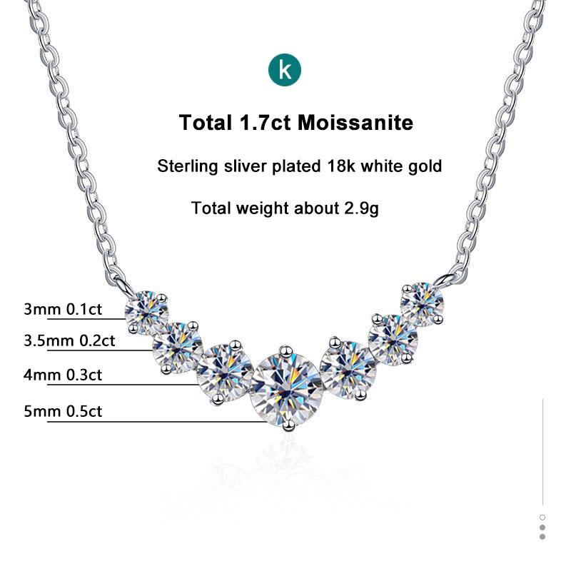 Moissanite Necklace for Woman Wedding Fine Jewely with Certificates 925 Sliver Plated 18k White Gold Necklace