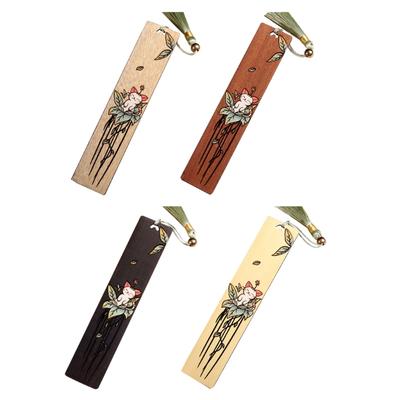 Engraved Book Marks with Pendant for Book Lovers Gift Handmade Wood Page Mark Unique Vintages Bookmarks Wood Bookmarks