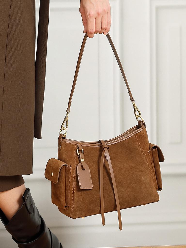 2025 vintage Suede Leather saddle bags woman handbag designer Tote lady shoulder crossbody bag high quality