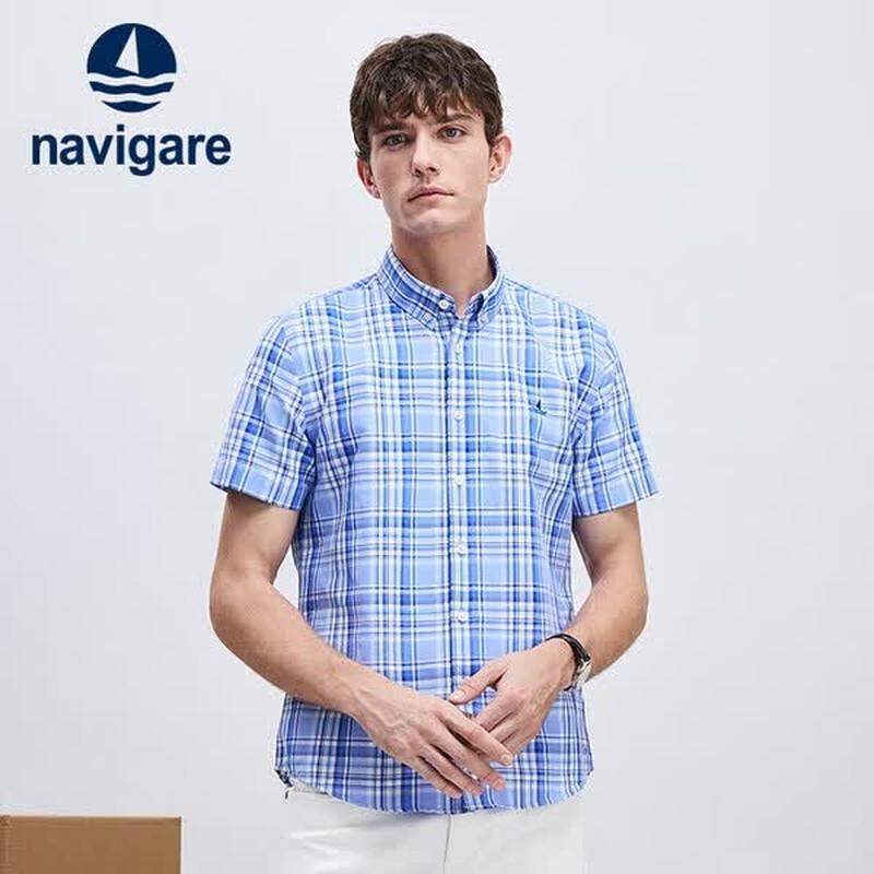 Navigare Men's Cooling Plaid Short Sleeve Shirt