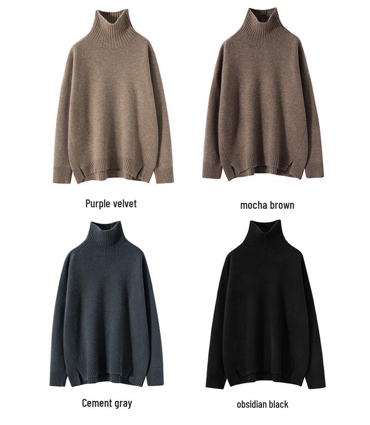 Cashmere Women's High Neck Loose Knit Sweater - Autumn Winter Edition
