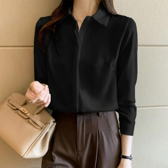 2025 Autumn Women's French Long Sleeve Acetate Satin Shirt