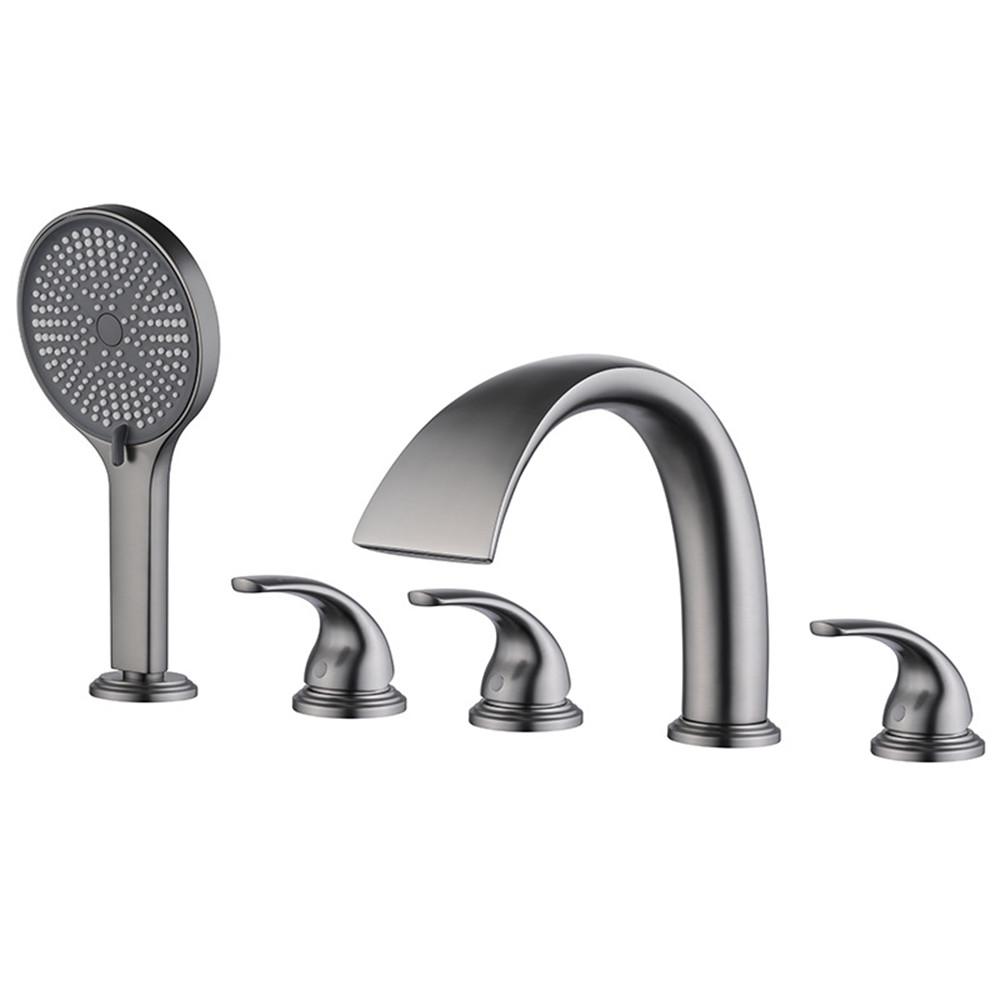 Rose Gold Bathtub Faucet Set Widespread Tub Sink Mixer Tap Brass Brushed Gold Bathroom Bath Shower Faucet with Hand shower Head