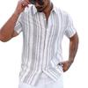 2026 Men's Summer New Style Turn-down Collar Striped Short-sleeve Casual Versatile Shirt