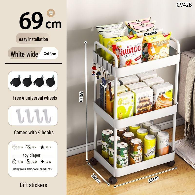 Mehrschichtiges Lagerregal mit Rollen für Küche, Wohnheim und Badezimmer