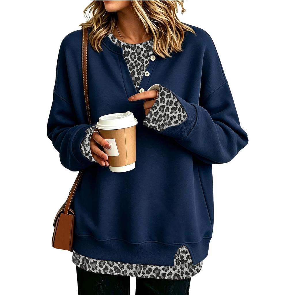 Damen Lässiger Zweiteiler mit Print Langarm Lockerer Schnitt Sweatshirt