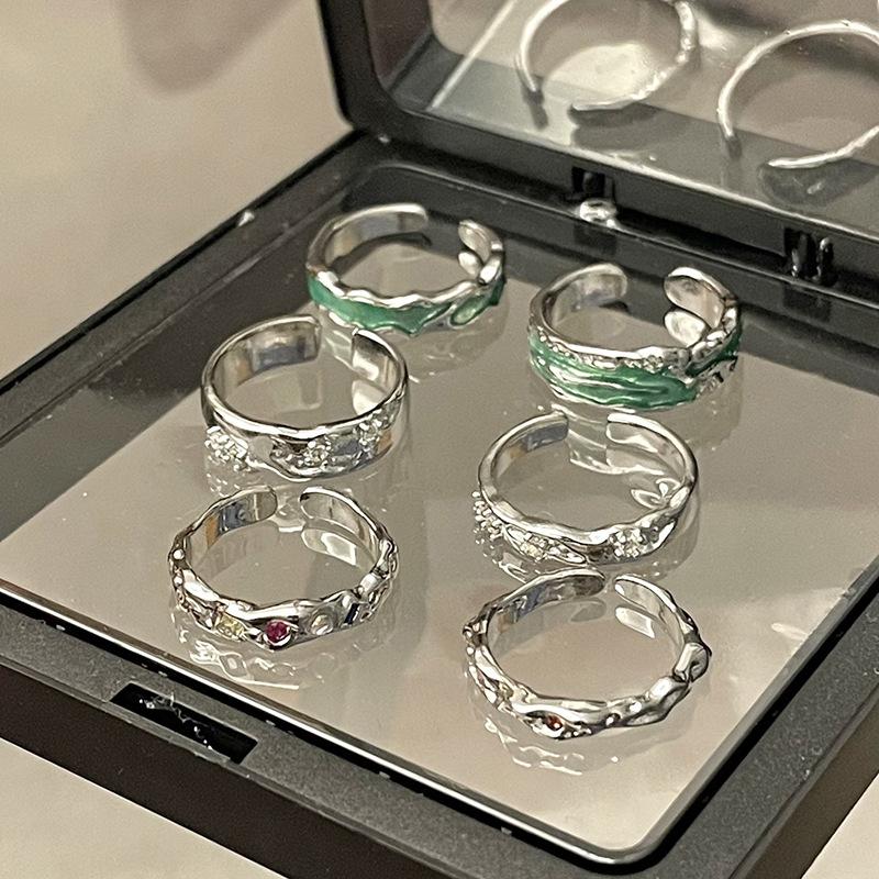 Niche Design Cold Wind Stacking Wearing Couple Open Ring Dripping Oil Personality Advanced Sense Dopamine Woman