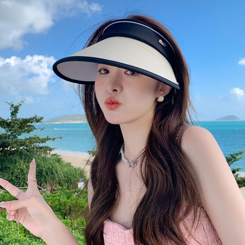 Women's Fashion Empty Top Shell Hat, Adjustable Cap, Sun Visor Hat, Sunshade Hat Sun Protection Wide Brim Buckets Hat Beach
