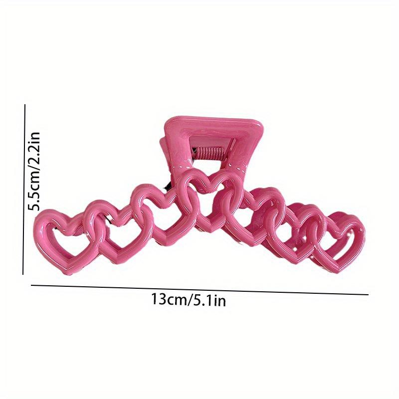 2Pcs Sweet French Style Hair Clips Women Plastic Heart-shaped Hairpin Candy Color Large Grab Cawl Clips Girls Hair Accessories
