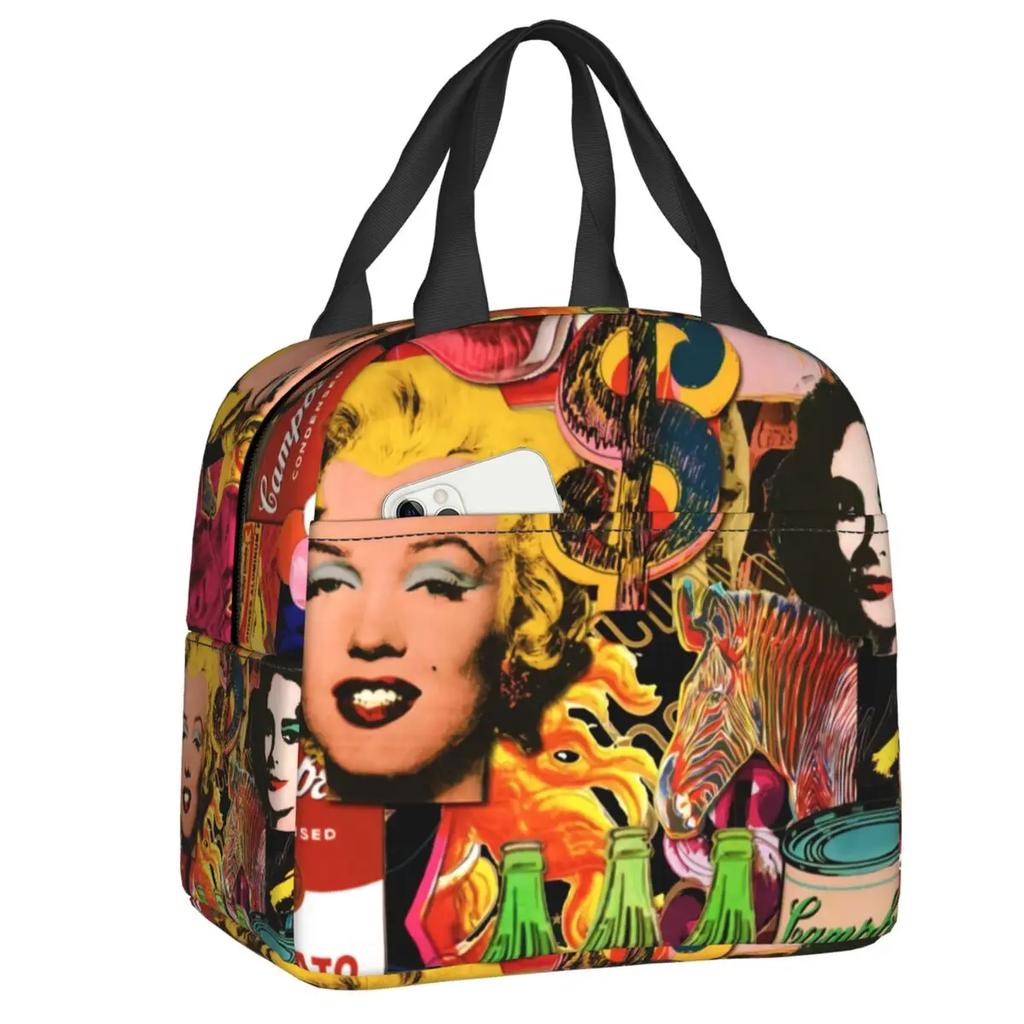Bunte Katze Tragbare Lunchboxen für Frauen Wasserdicht Pop Art Kühltasche Thermisch Isoliert Lunchtasche lunchbag