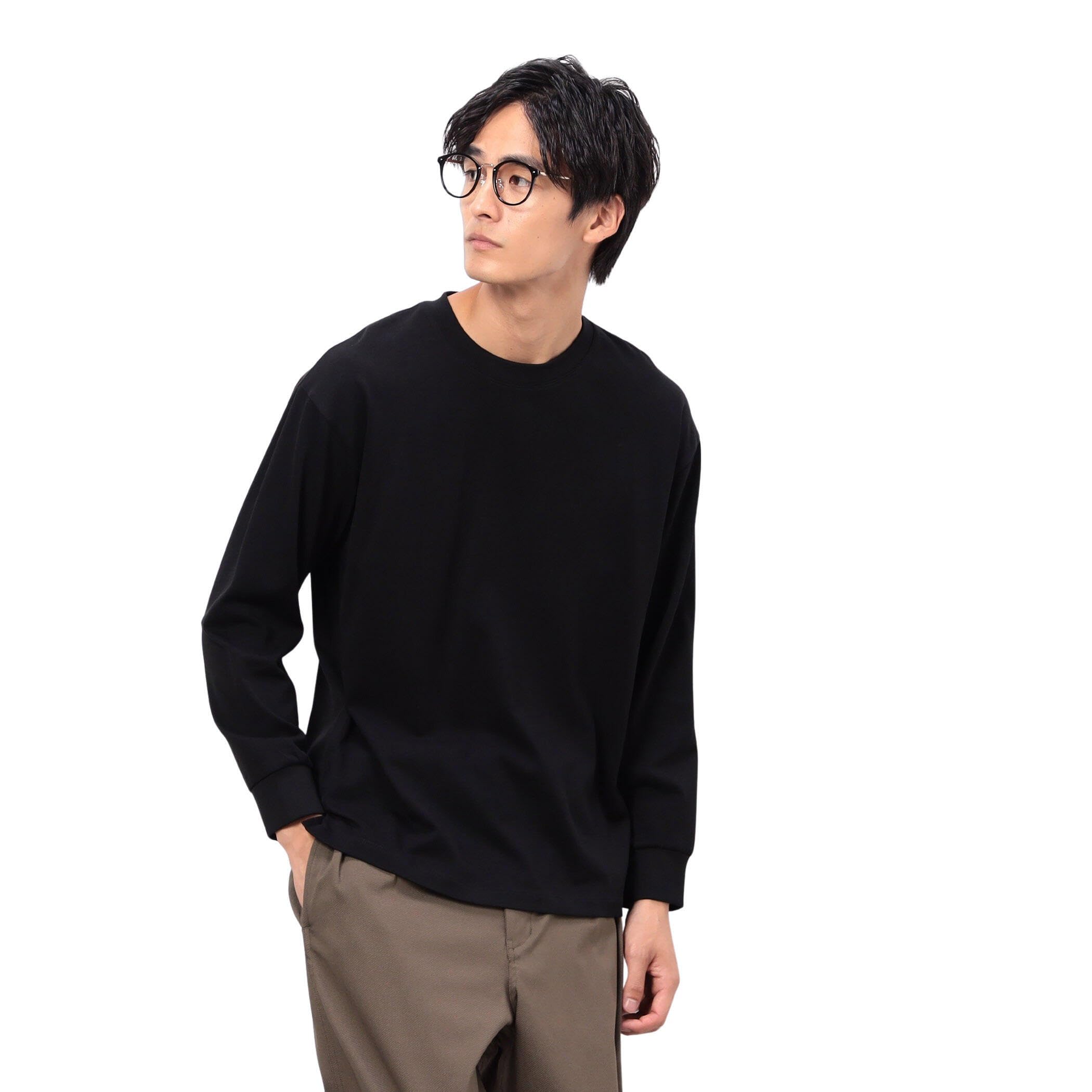 

Comme Ca Ism USA Cotton Woven Jersey Long Sleeve T-Shirt, Black, Size L, 47-92TM01-205