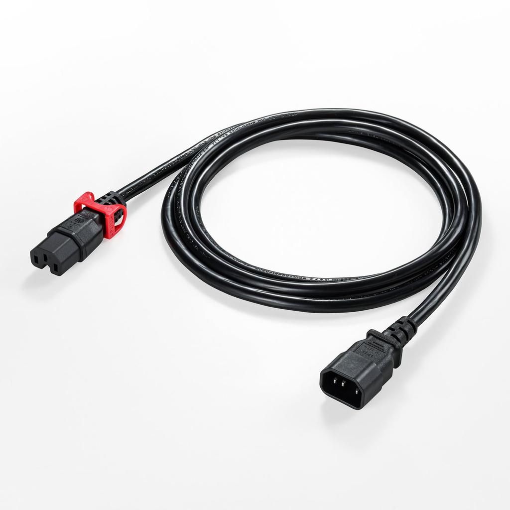 SANWA SUPPLY Lock Plus Power Cord with Anti-Disconnection Lock (2m) APW15-C14C15LS-2