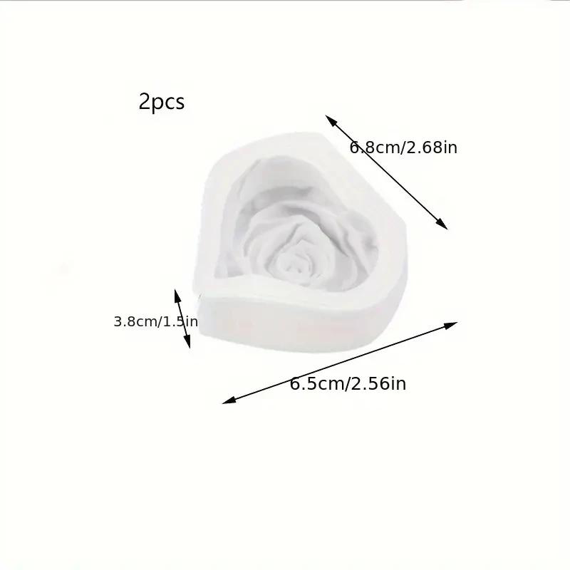 2Pcs 3D Love Rose Candle Silicone Mold DIY Heart Flower Candle Making soap Resin mold Chocolate Valentine Gift Crafts