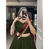 Spesiell Rayon Bomull Lehenga for Kvinner med Gotta Patti-detaljer Navratri Spesial Hele Lehenga Choli, Usydd Bluse