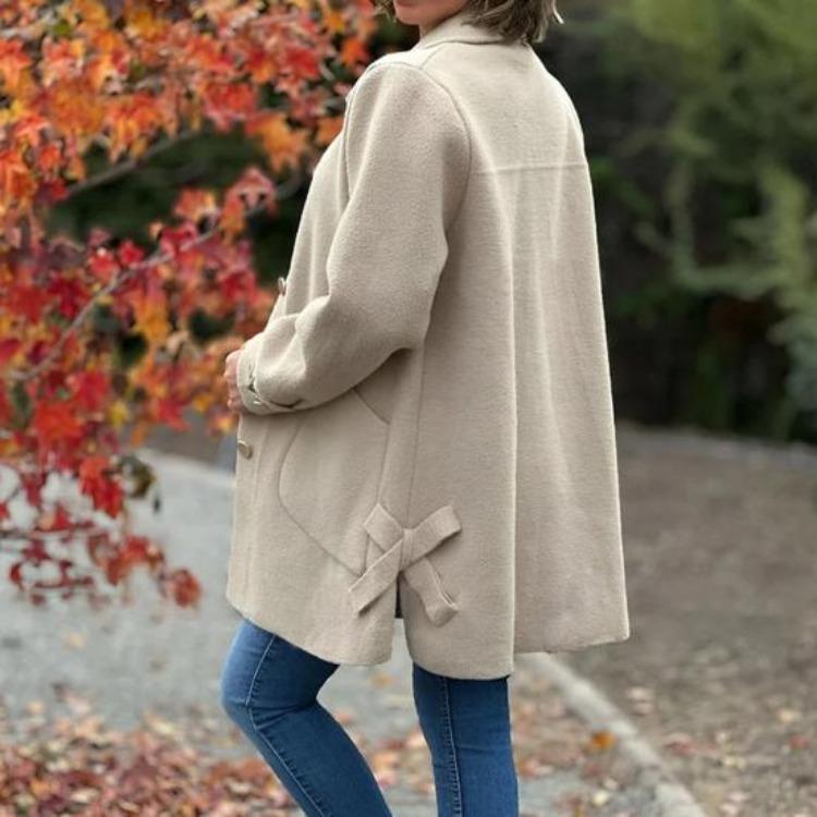 Women Spring Fall Coat Loose Single Breasted Button Cardigan Jacket Solid Color Turn Down Collar Long Sleeves Dating Commuting