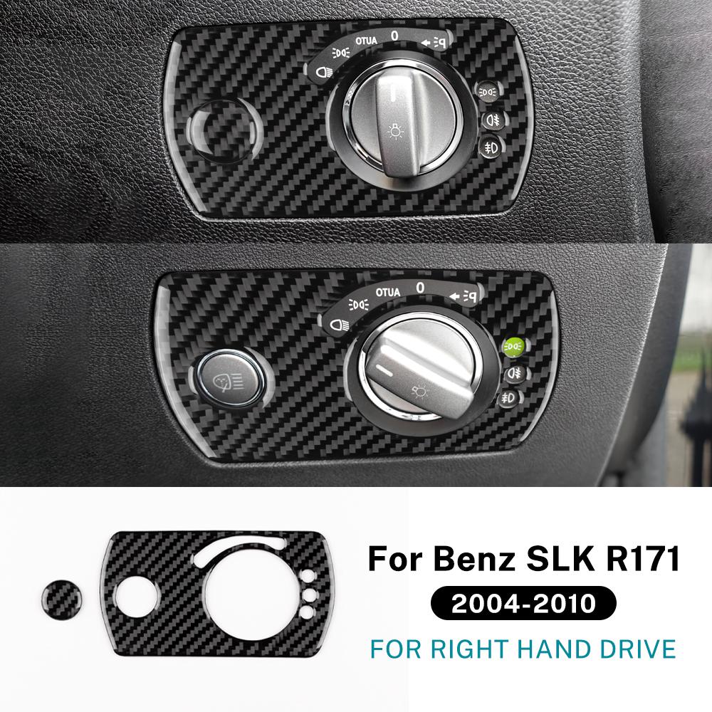 Real Soft Carbon Fiber Trim Sticker For Mercedes Benz SLK R171 2004 2005 2006 2007 2008 2009 2010 Car Headlight Switch Frame