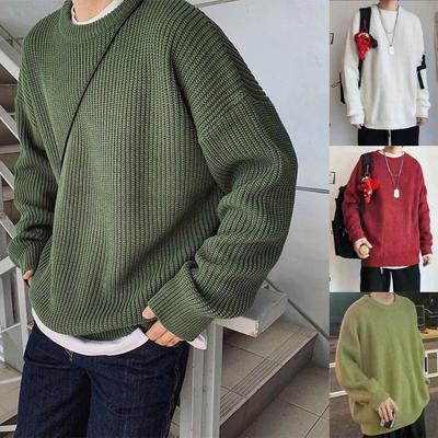 Moda suéteres masculinos outono cor sólida lã suéteres fino ajuste masculino street wear roupas masculinas camisola de malha pullovers