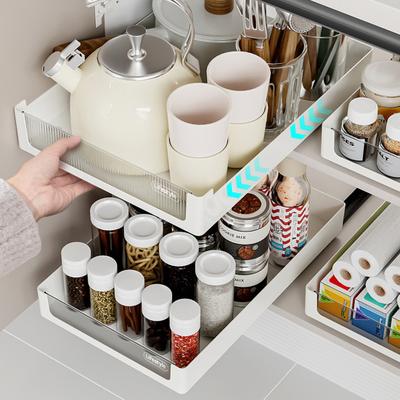Yousheng Storage Box Pull-out Cabinet Organizer Strong Load-bearing Easy To Install Kitchen Heavy Duty Slide-out Drawer Storage Tray