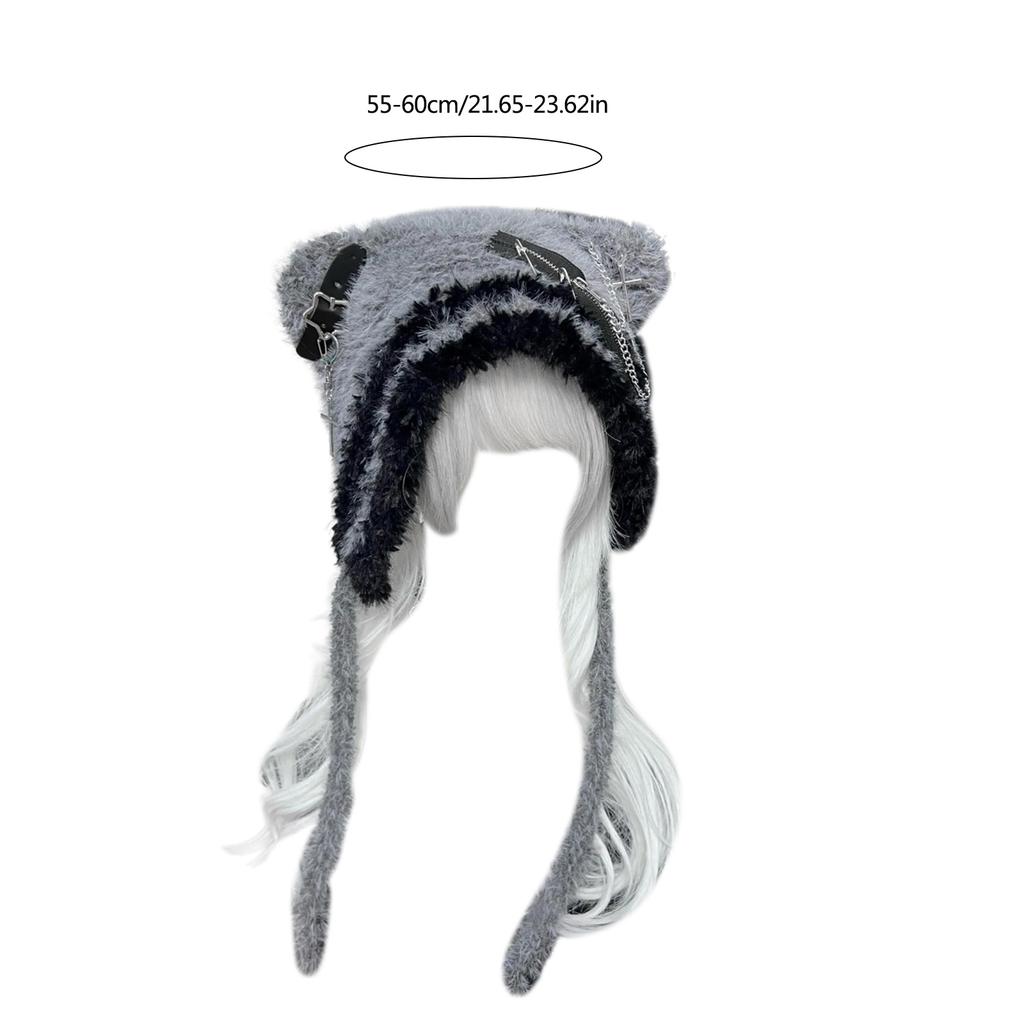 Bear Pattern Hats Adult Soft Plush Hats Thicken Female Hats Star Crosses Decoration for Daily Wear