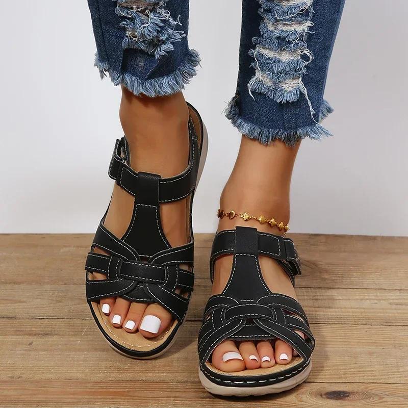Women's Premium Orthopedic Sandals 2025 Summer New Fashion Open Toed Beach Slippers Ladies Wedge Platform Shoes Zapatos De Mujer
