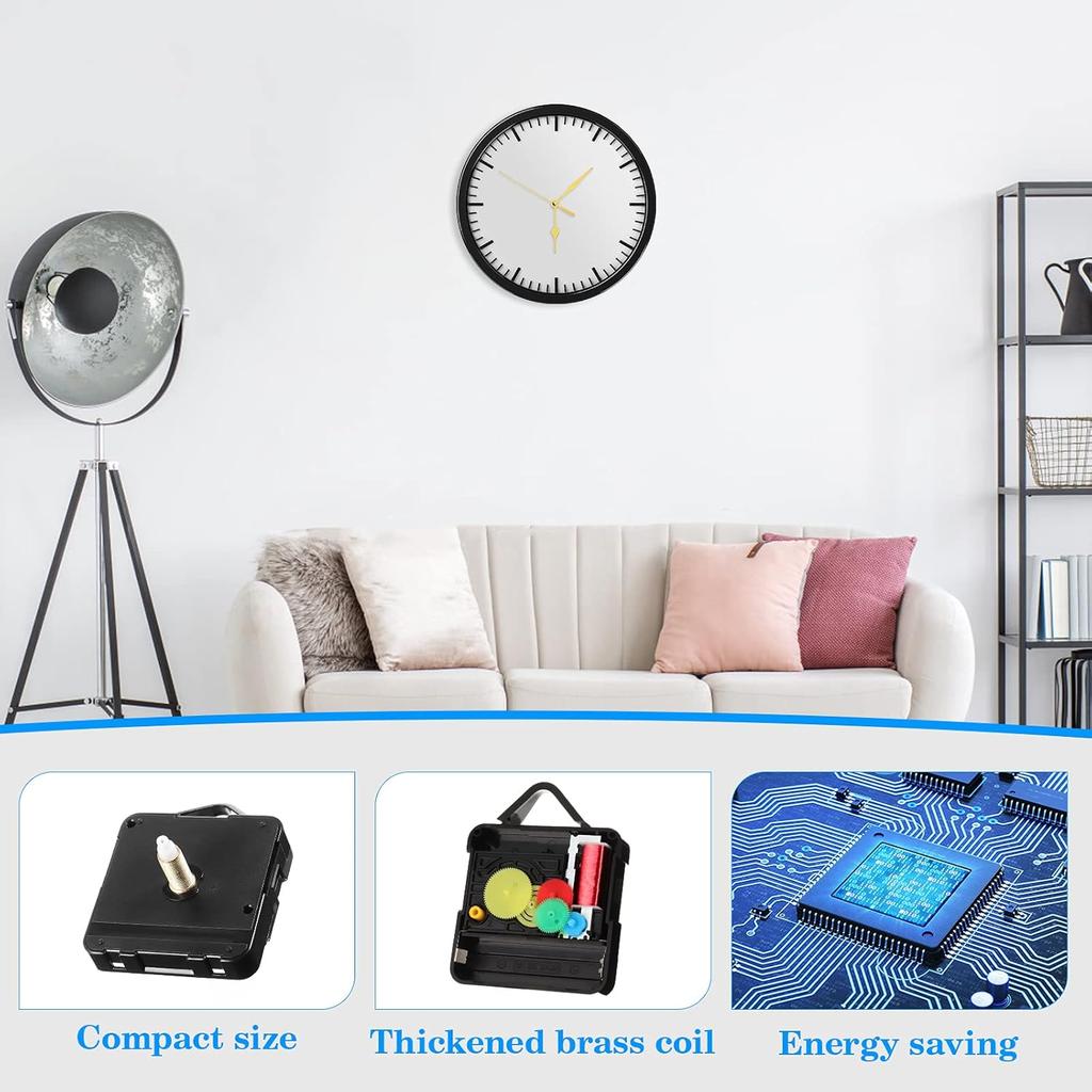 DOITOOL Silence Quartz Clock Movement Silent Clock Mechanism Long Shaft Replacement Clock Kits Wall Clock Movements Mechanism Parts with 3 Hands No