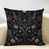 Retro Bohemian Flowers Pattern Cushion Cover Durable Hypoallergenic Organic Linen Short Pillow Cover Washable