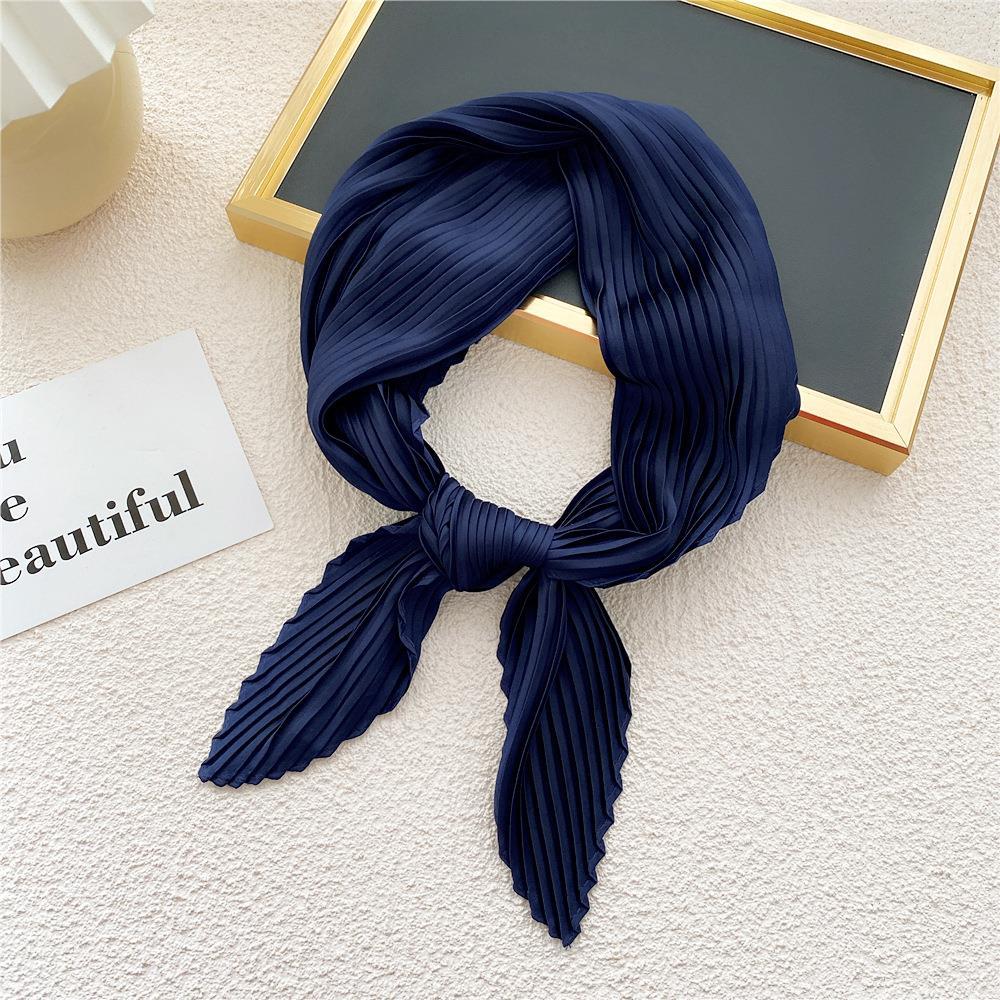 Luxury Silk Shawl Square Scarfs For Women Fashion Pleated Scarf Muslim Hijab Wraps Female Neckerchief Lady Crinkled Hair Scarf