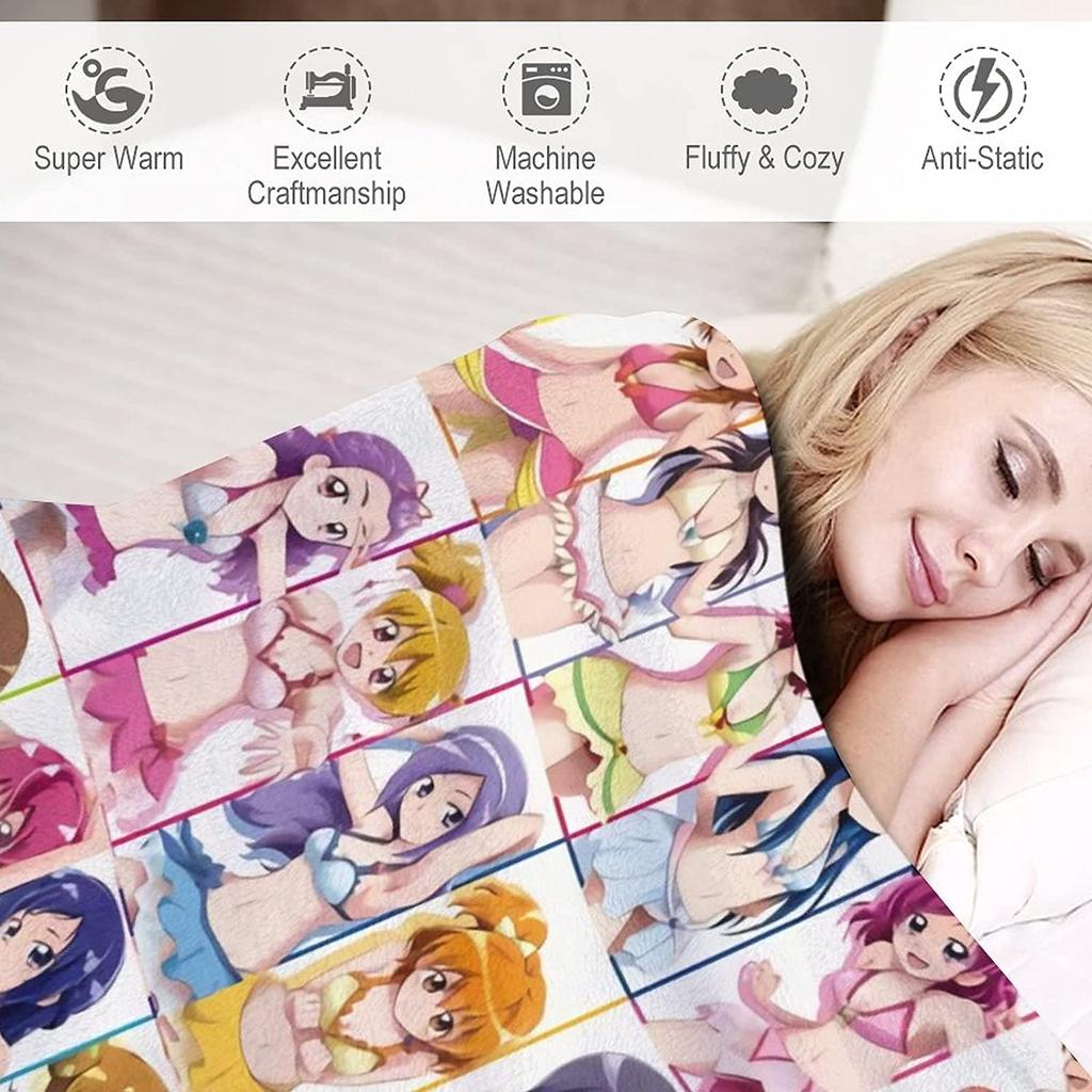PreCure Flannel Fluffy and Stylish Blanket, All Season, Washable, Cold Weather Protection, Cute, 80"x60