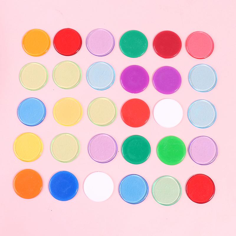 100Pcs Transparent Color Counters Counting Bingo Chips Plastic Supplies Counters