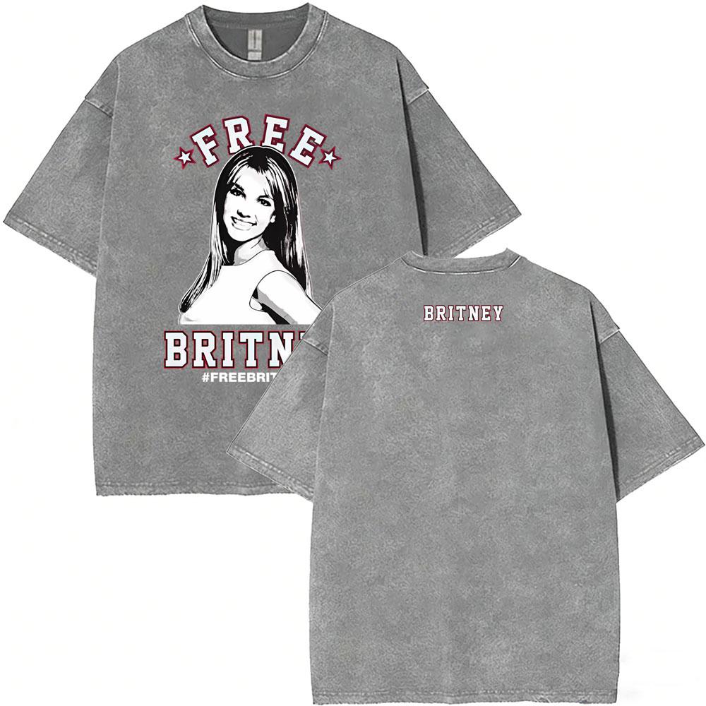Washed Vintage Britney Spears Oops I Did It Again Graphic T Shirts Men Women Casual Oversized Short Sleeve Tshirts Streetwear