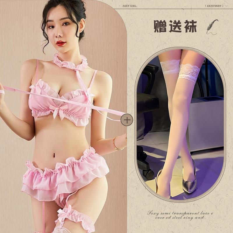 Night Listening Incense Lingerie Sexy Temptation Princess Garter Lace Three-point Suit Cute Girl