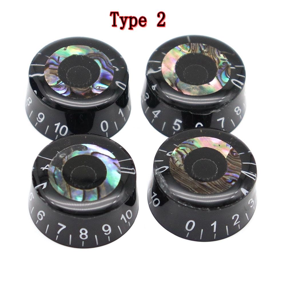 4pcs Abalone Circle Electric Guitar Top Hat Knobs Speed Volume Tone Control Knobs for LP Style Electric Guitar Parts Replacement