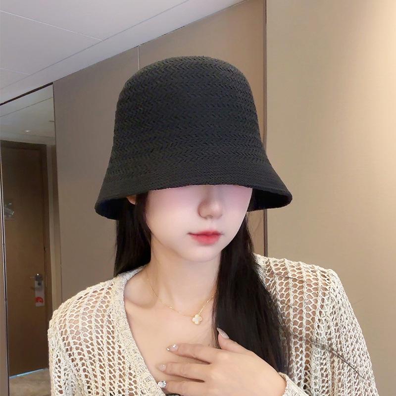 Hat Women's Woven Hollow Straw Hat Summer Breathable Sunshade Sun Protection Hat Outdoor Beach Face Small Versatile Basin Hat