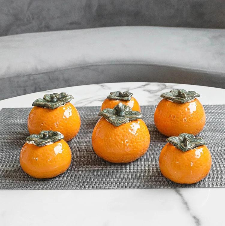 Orange Shaped Ceramic Storage Tank Household Furnishing Sealed Tea Cans Coffee Cans with Lid Living Room Candy Snack Storage Jar