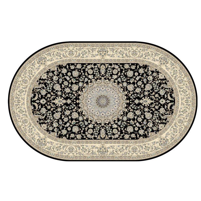 Persian Ethnic Style Carpet Decoration Living Room Oval Lint-free Non-slip Sofa Rug Bedroom Bedside Easy Clean Foot Mat Washable