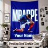 Wall Hanging Tapestry With Custom Name & Text, Kylian Mbappe Decorative Tapestry For Bedroom