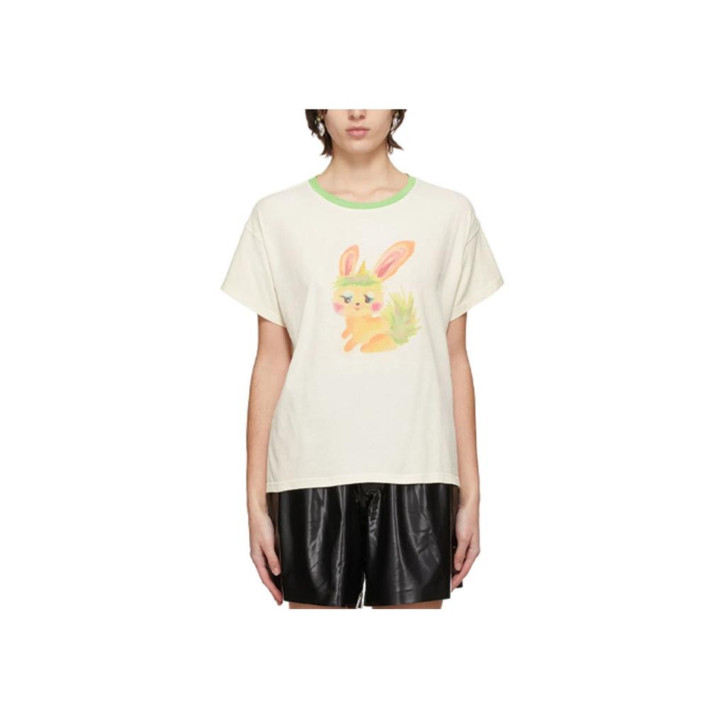 We11done Monster Ink Wash Little Monster Pattern Round Neck High Street Short Sleeve T-Shirt Unisex T-Shirt Off-White WD-TT0-21-510-U-GR