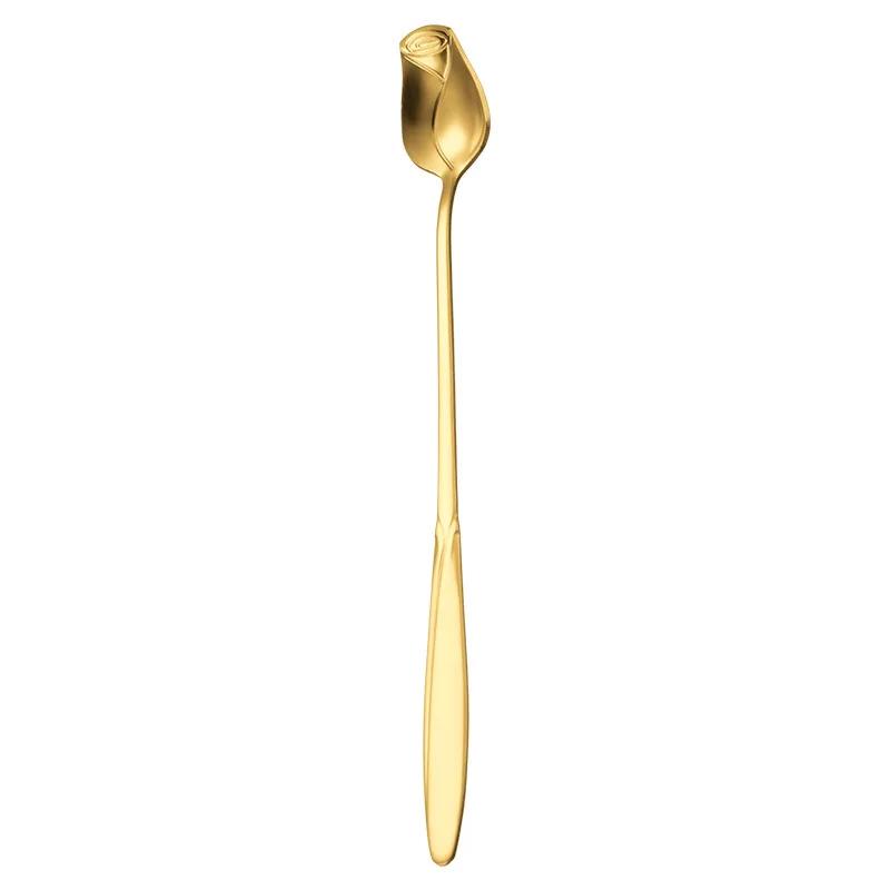 Cucchiaino da Caffè con Manico Lungo 13/15/17cm Cucchiaino da Tè Piccolo Rosa di Alta Qualità Acciaio Inossidabile Carino Cucchiaino Mescolatore per Gelato Dessert