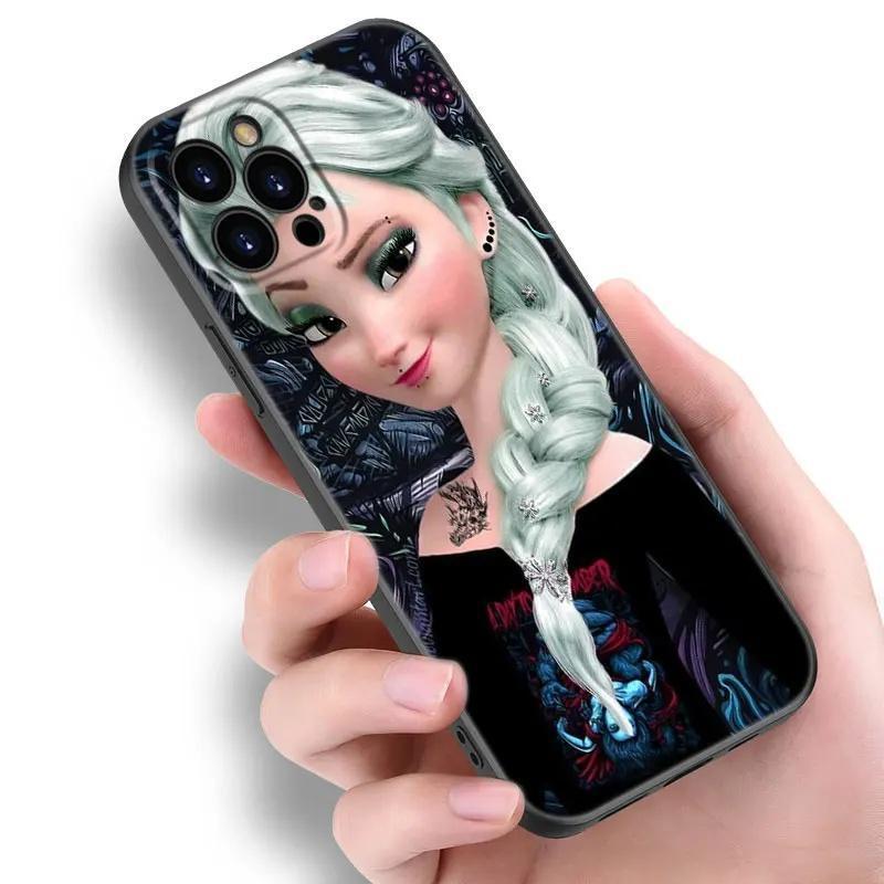 Apple Iphone16Pro Phone Case Tattoo Anime Princess Black Silicone Phone Case