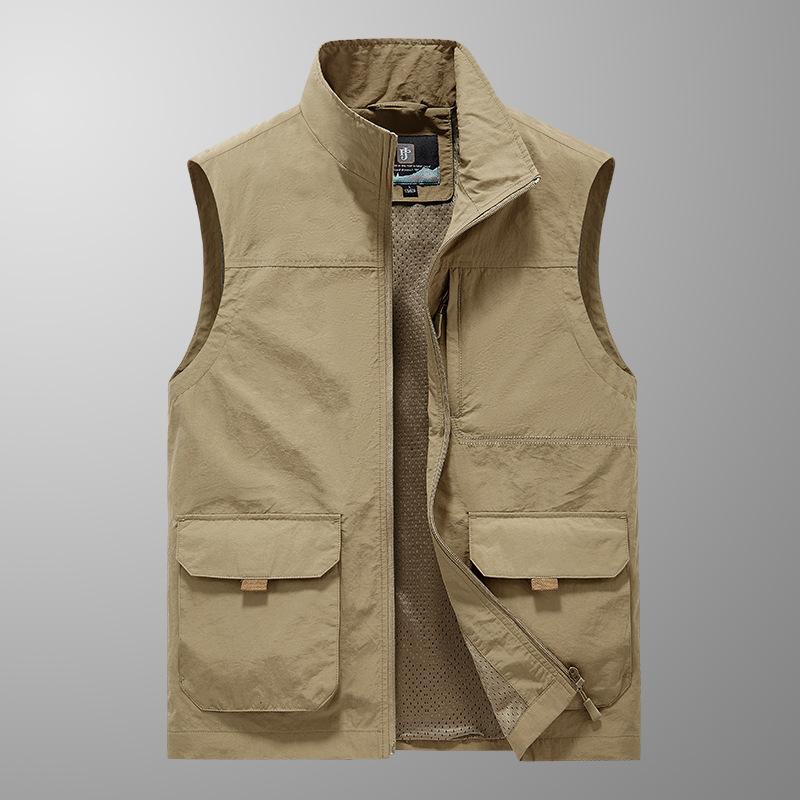 Outdoor Vest Men's Spring and Autumn Thin Fishing Horse Clip Photography Jacket Loose Casual Large Size Multi-pocket Shoulder