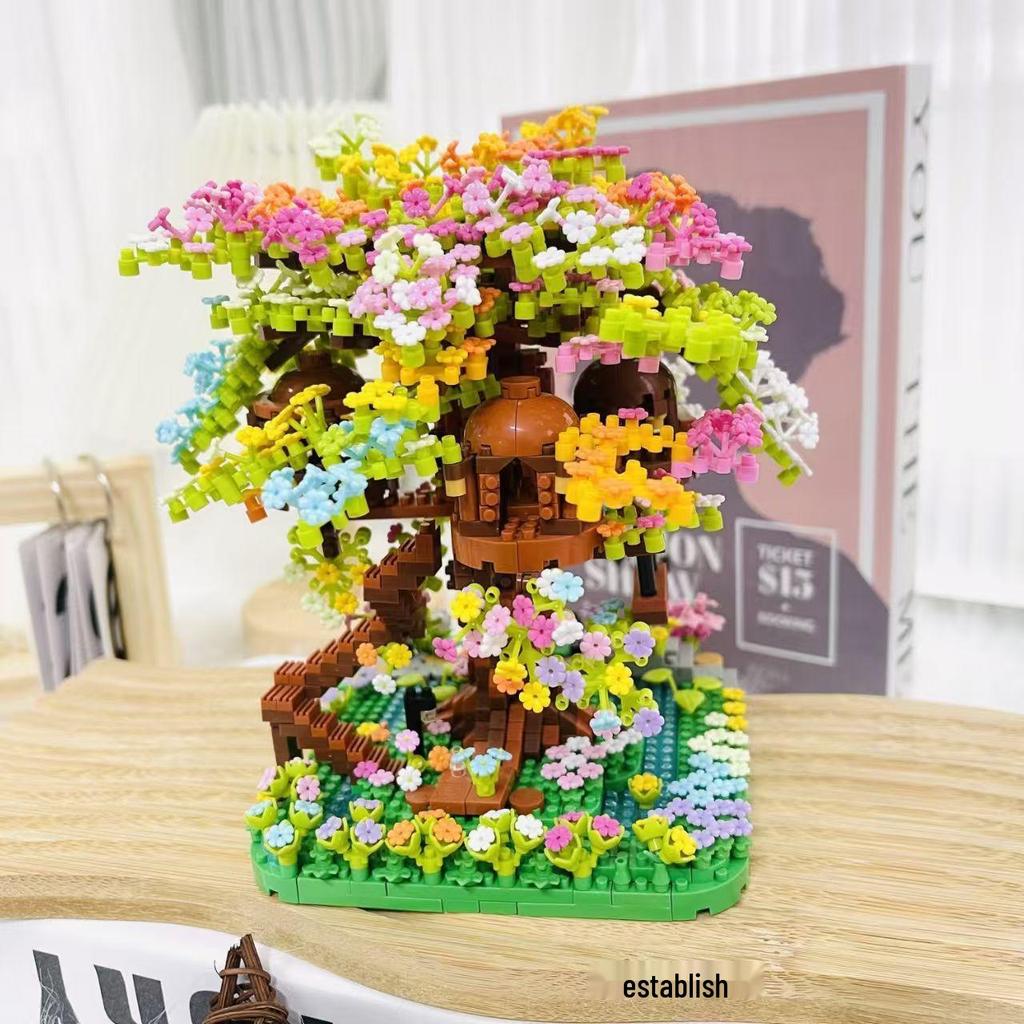 Compatible Purple Cherry Blossom Tree House for Lego with Castle Bouquet, Assembly Toys for Kids, Gift & Exquisite Ornament