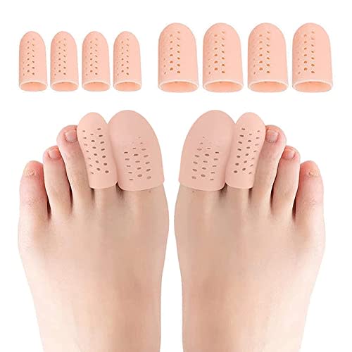 Karonpeln Set of 2 Silicone Toe Cots, Toe Caps, Protectors, Toenail Protection Caps, Cushioned, Shock Absorbent, Friction Pain Relief, Breathable, Was