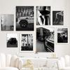 Mode Lyxbil Sexiga Kvinnor Moderna Svartvita Dekorativa Målningar Canvas Väggkonst Bilder Foton Vardagsrum Heminredning
